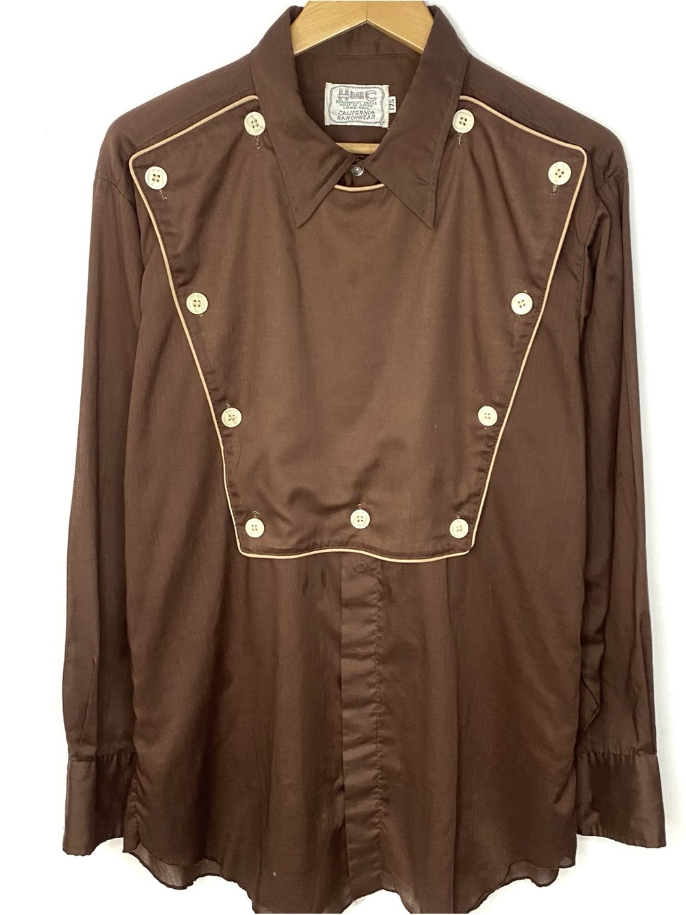 Vintage H Bar C California Ranchwear Men’s Brown Pearl Snap Western Shirt USA XL